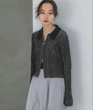 jeanasis 7G 플레팅 립 ZIP 가디건