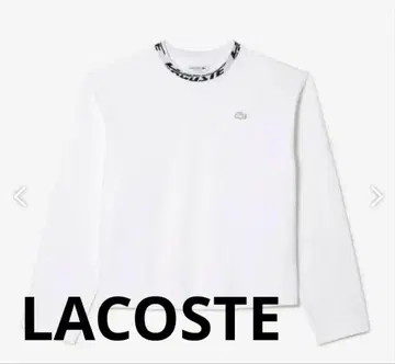 라코스테 그래피컬 로고 자카드 넥 리브 롱 슬리브 T셔츠