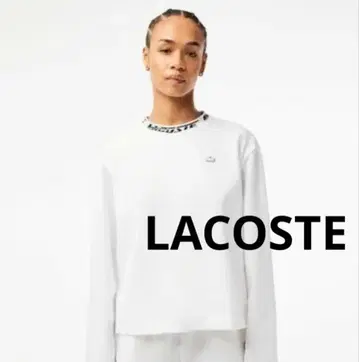 라코스테 그래피컬 로고 자카드 넥 리브 롱 슬리브 T셔츠