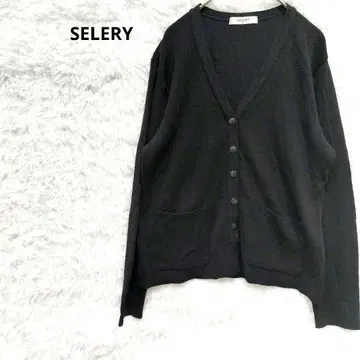 SELERY 세로리 니트 가디건 일본제 블랙 V넥 무지 M