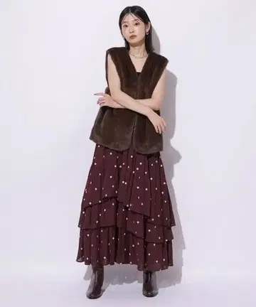 Mystrada 랜덤 캉캉 스커트 이번 시즌 도트 홍차