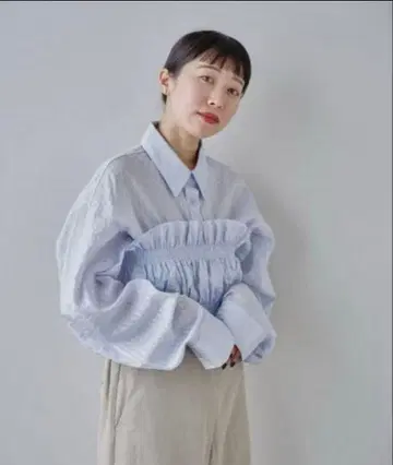 TODAYFUL 스트라이프 개더 뷔스티에 블루