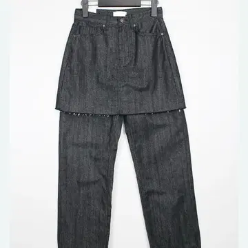 스커트 레이어드 데님 팬츠