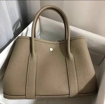 베이지 가죽 토트백 중형