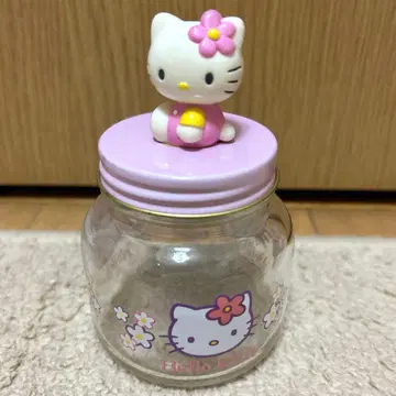 레어 레트로 산리오 헬로키티 소품함 유리병 피규어 포함 용기