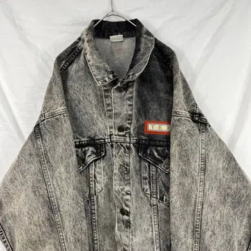 90s 케미컬 블랙 데님 자켓 트래커 자켓