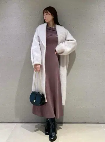 샤기 롱 코트 아이보리 1