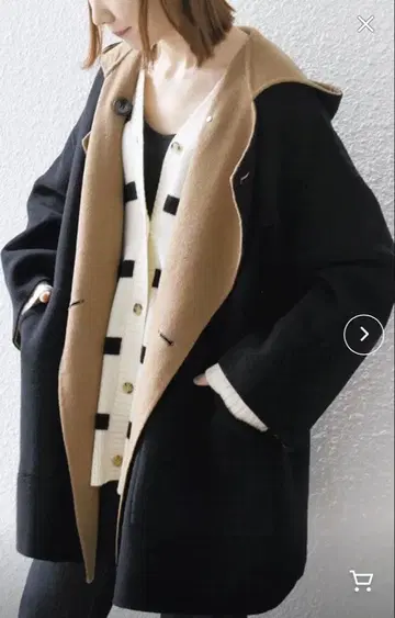 쉽스에니 리버 후디 판초 하프 코트 블랙 미들 기장