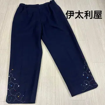 이타리야 네이비 캐주얼 팬츠 M 사이즈 울 큐빅