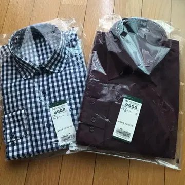 긴팔 셔츠 2세트 (네이비, 와인 레드)