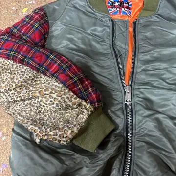 RNA MA-1 자켓 레드 체크 레오파드 무늬