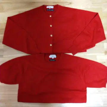 앙상블 레드 빨간색 골드 버튼 캐시미어 100% M 가디건