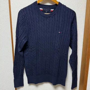 TOMMY HILFIGER 네이비 케이블 니트 M