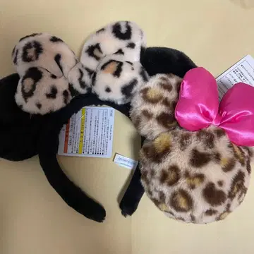 디즈니 레오파드 무늬 미니 파우치 머리띠 브라운