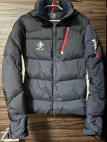 RLX 후드 부착 다운 자켓 네이비