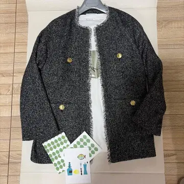 가벼운 그린 라벨 트위드 자켓