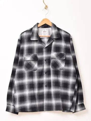 Backers 긴팔 오픈 카라 셔츠 쉐도우 체크