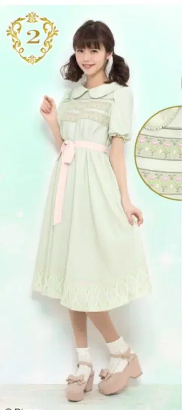 시크릿 허니 아나와 눈의 여왕 어린 시절 자수 원피스