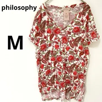 philosophy [ M ] 플라워 프린트 V넥 T셔츠 피쉬테일