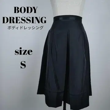 [ a459 ] 바디 드레싱 새상품급 실크 플레어 스커트 S 블랙