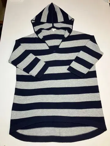 Gap 스트라이프 패턴 후드 부착 후드티 5부 소매