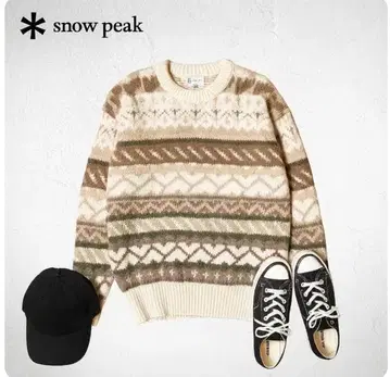 J76 스노우피크 크루넥 모헤어 혼방 페어아일 니트 M