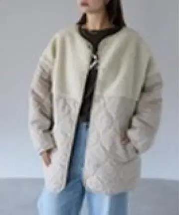 아이보리/베이지 퀼팅 자켓 M 사이즈