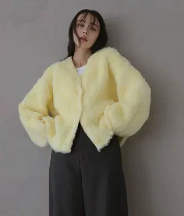 볼륨 샤기 가디건