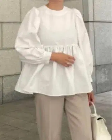 OHGA 패턴 블라우스 화이트