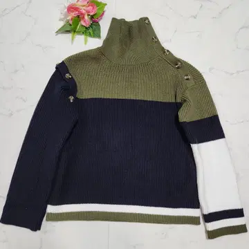 컨디션 최상 폭시 크리스텐 스웨터 컬러 블로킹 오버 사이즈