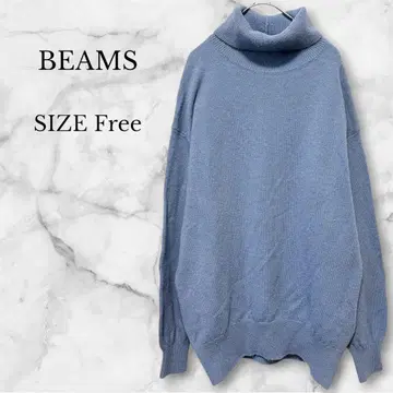 빔즈 터틀넥 니트 스웨터 블루 방한 캐주얼 루즈핏