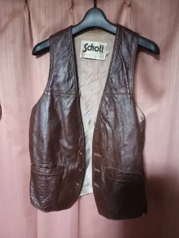 Schott 샷 황금 사이즈 가죽 베스트 S
