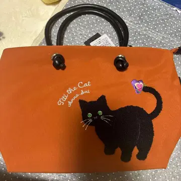 안나수이 검은 고양이 자수 토트백