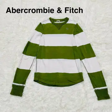 아바크롬비&피치 그린과 화이트 보더 긴팔 티셔츠 M 코튼