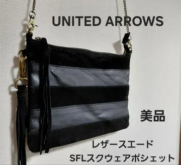유나이티드 애로우즈 가죽 스퀘어 미니백 천연 가죽 체인 숄더 2way