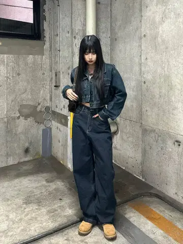 TRIFLE 백 버튼 자켓 데님 셋업 F 사이즈