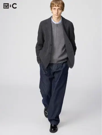 UNIQLOC 턱 스트레이트 팬츠 / 데님 76cm