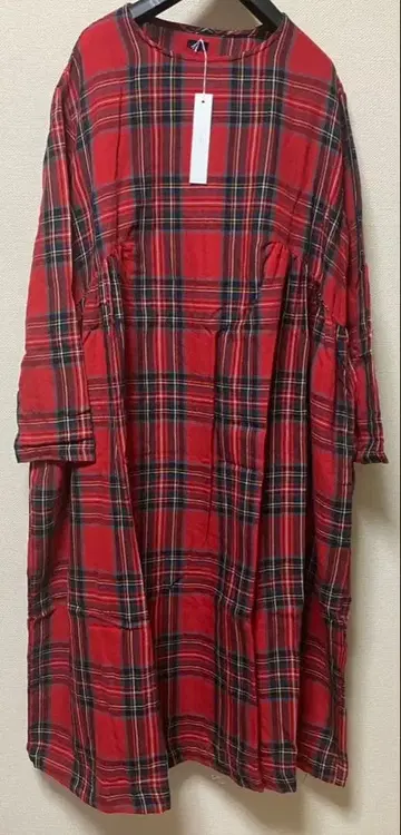 이치 빨간색 타탄 체크 원피스