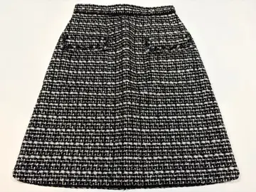 [ 새상품급 ] 아푸와이저 리셰 사다리꼴 스커트 트위드 비쥬 블랙