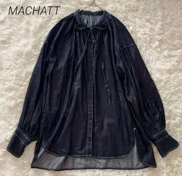 MACHATT 마차트 데님 리본 셔츠 볼륨 슬리브 보타이