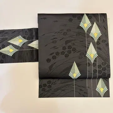 나고야 오비 순수 실크 중고 니시진 비단 당금직 다크 그레이 so120