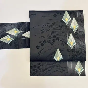 나고야 오비 순수 실크 중고 니시진 비단 당금직 다크 그레이 so120