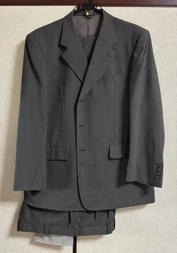 빅 사이즈 브라운 그레이 스트라이프 비즈니스 정장