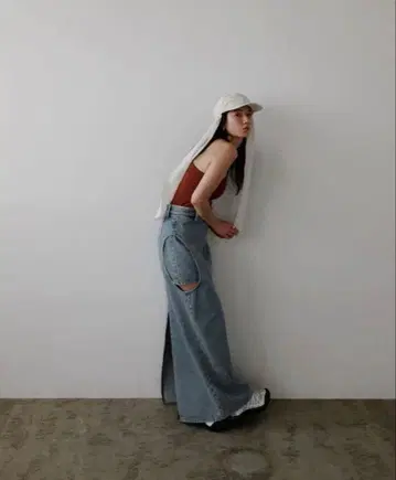 CLANE CIRCLE CUT LAYERED DENIM SKIRT