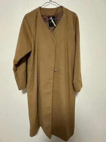 JEANAS i S 브라운 롱 코트 후드 탈부착 가능