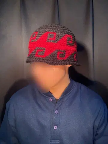 크러셔 모자 물결 무늬 블랙 레드 색상