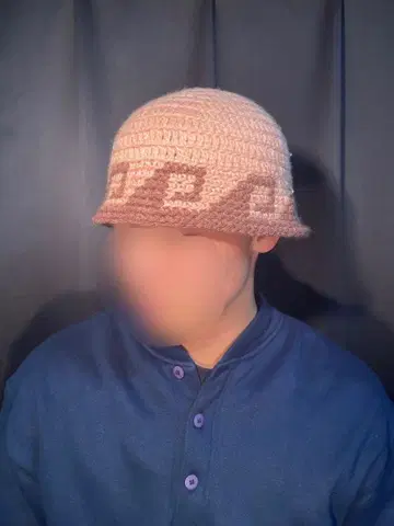 크러셔 모자 물결 무늬 옅은 핑크색 카페오레색