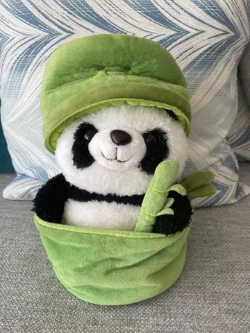 팬더 봉제 인형 모자 포함 대나무 소품 포함