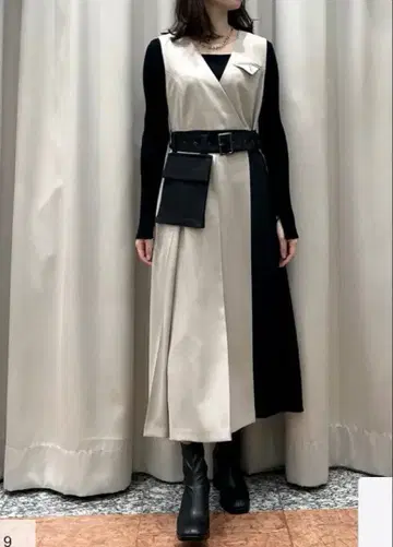 그레이스 콘티넨탈 diagram 플리츠 오버롤 스커트 베이지