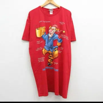 [빈티지풍] 티거 Tigger 프린트T셔츠 빨간색 빅 사이즈